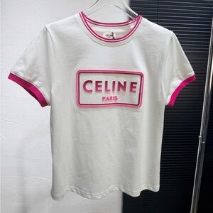 Celine Y2K Pink Short-Sleeve Top